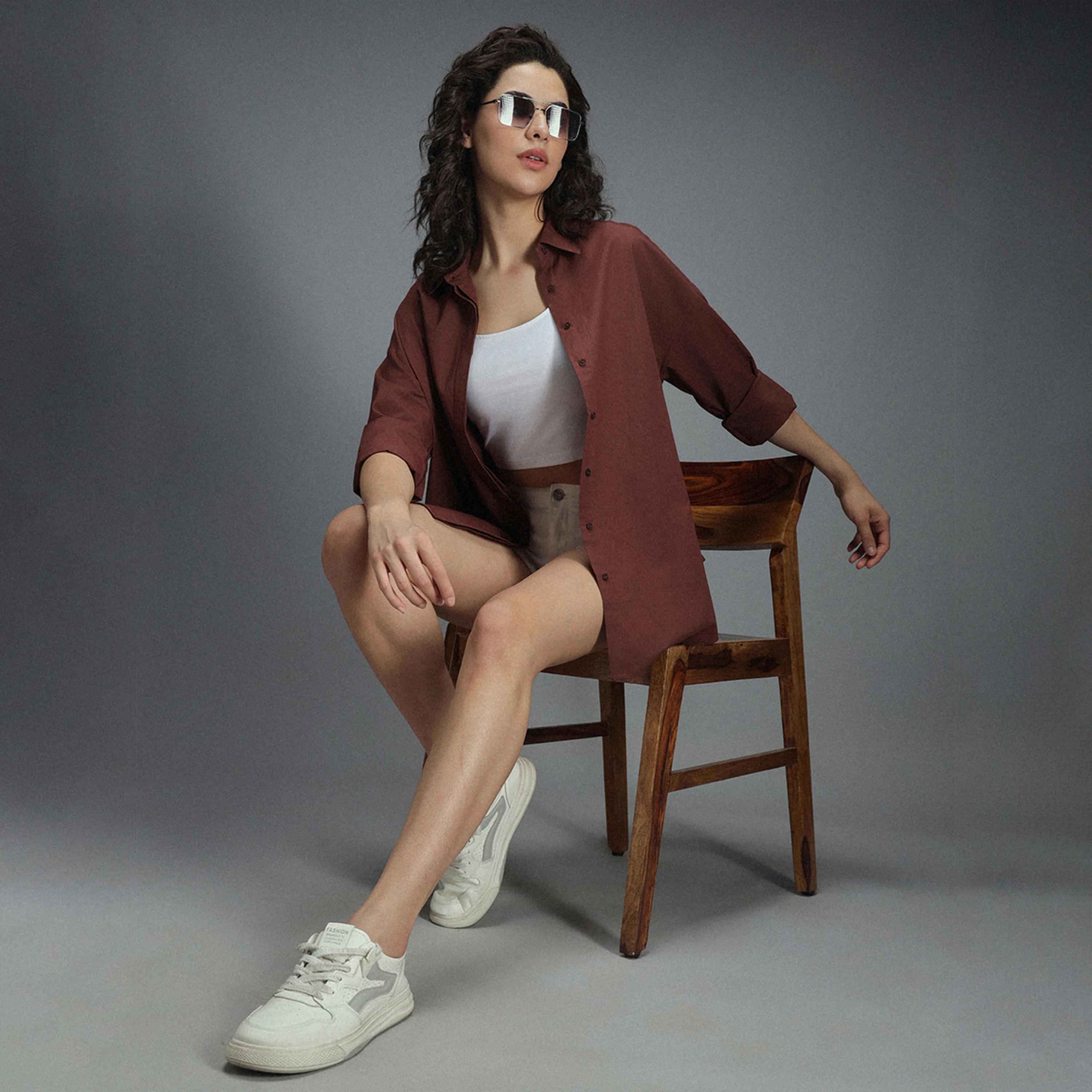 هاي ستار × ستايلي - قميص نسائي - بني-women-clothing-shirtsandblouses-shirts-image-5