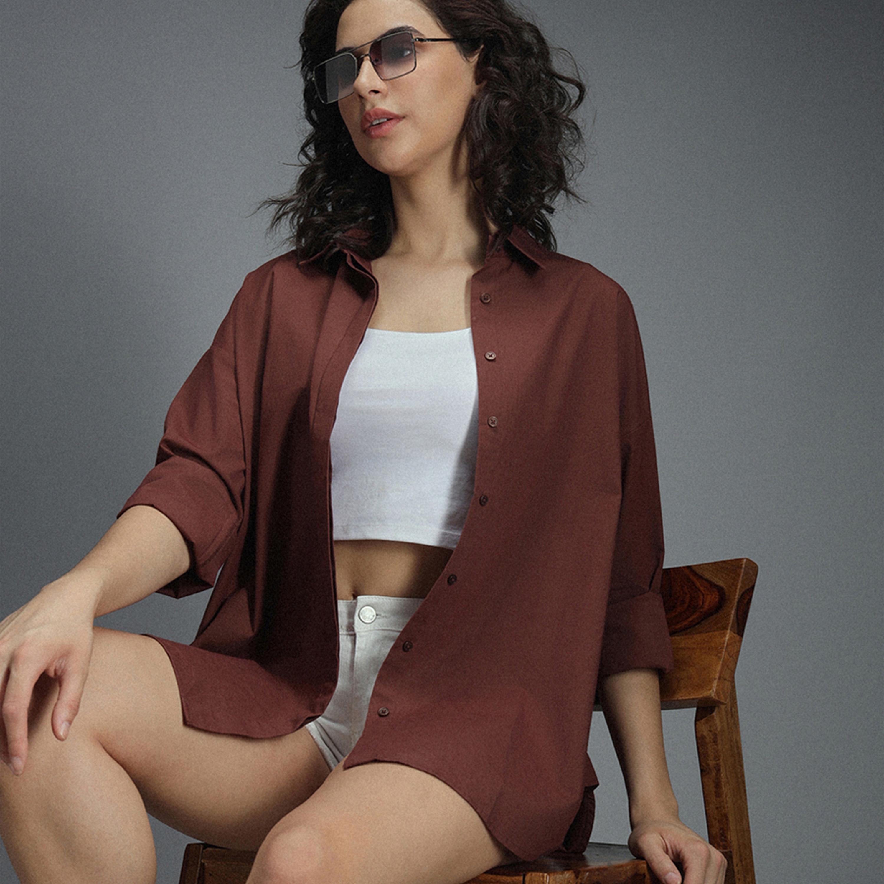 هاي ستار × ستايلي - قميص نسائي - بني-women-clothing-shirtsandblouses-shirts-image-6