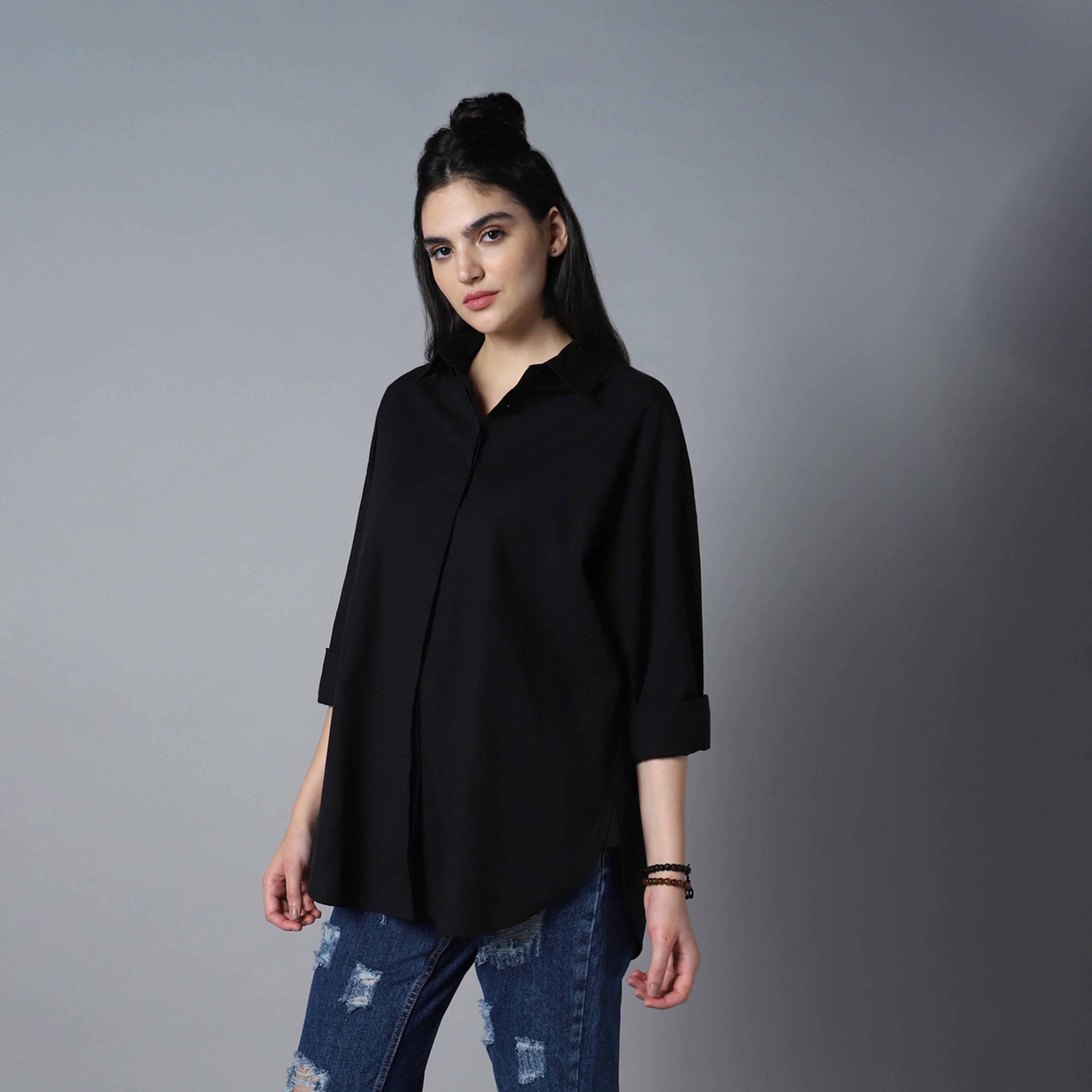 هاي ستار × ستايلي - قميص نسائي - أسود-women-clothing-shirtsandblouses-shirts-image-2