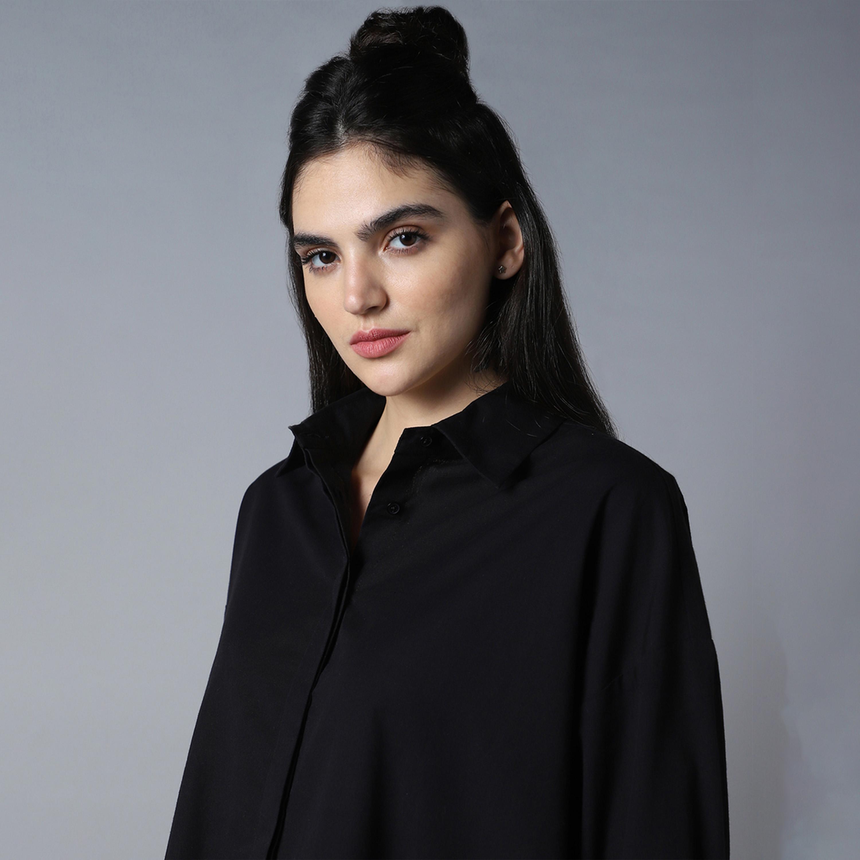 هاي ستار × ستايلي - قميص نسائي - أسود-women-clothing-shirtsandblouses-shirts-image-4