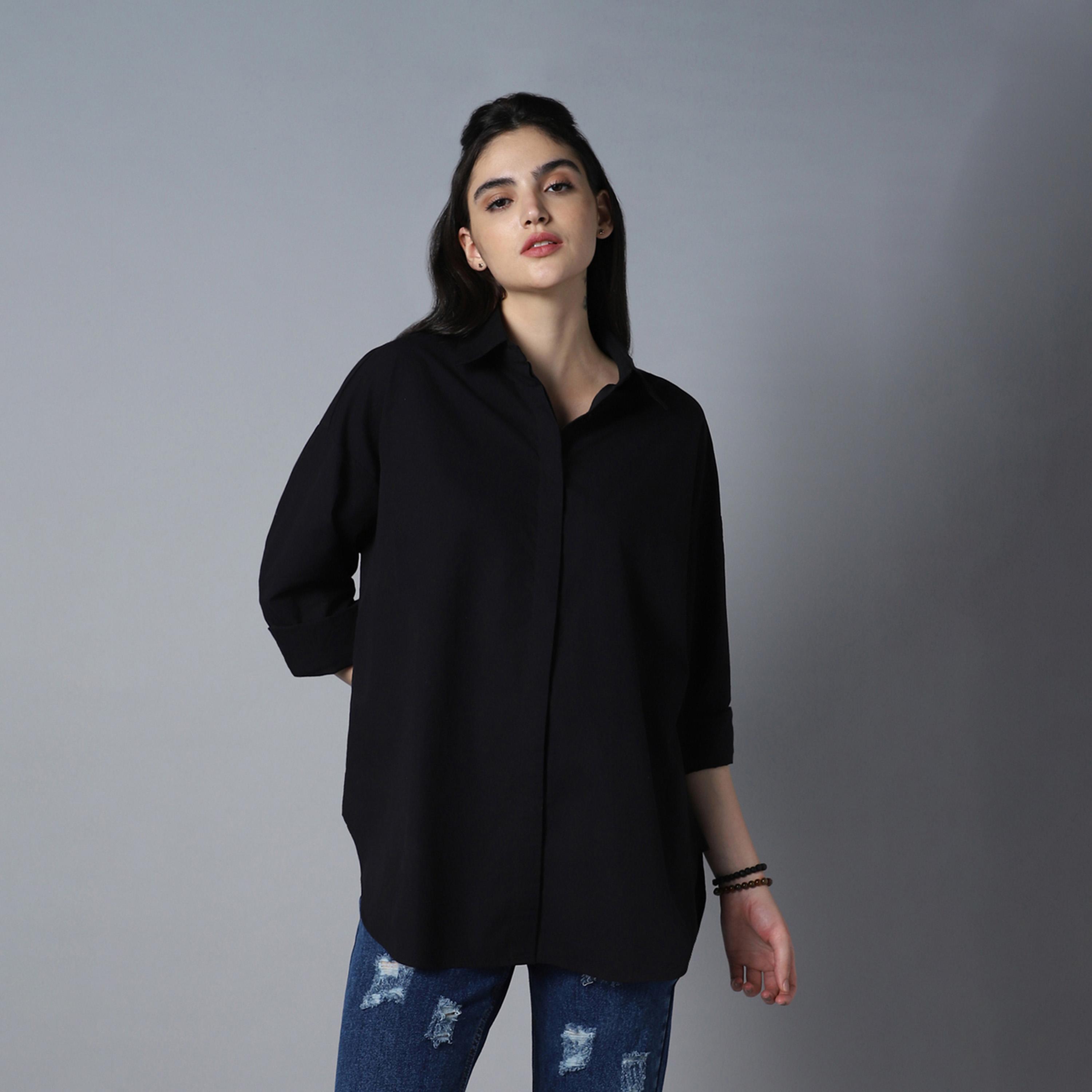 هاي ستار × ستايلي - قميص نسائي - أسود-women-clothing-shirtsandblouses-shirts-image-5