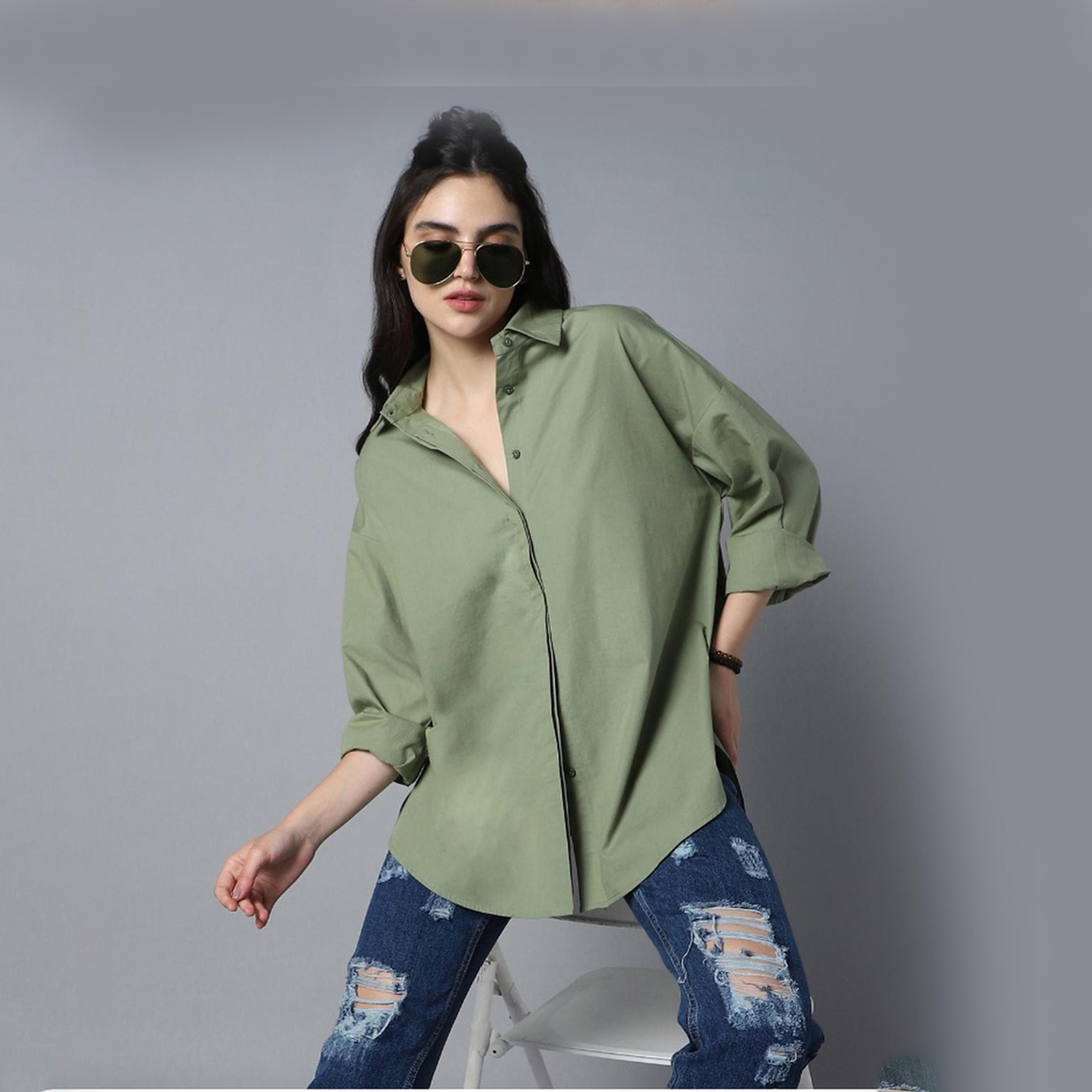 هاي ستار × ستايلي - قميص نسائي - أخضر-women-clothing-shirtsandblouses-shirts-image-1