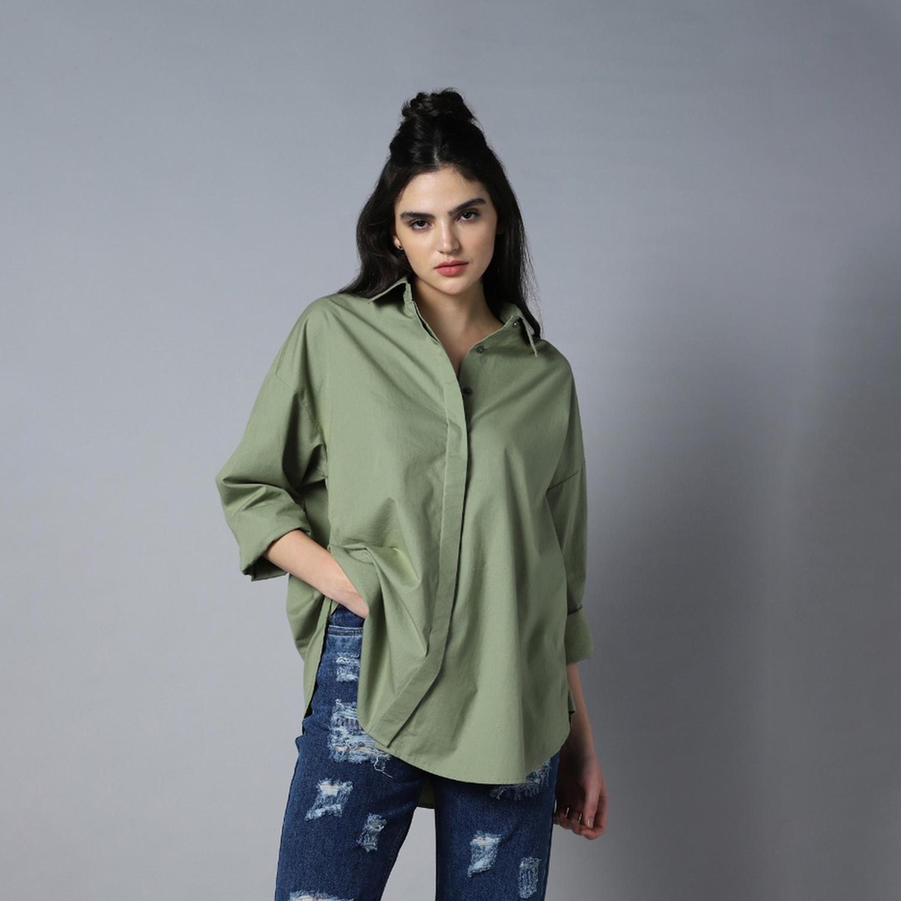 هاي ستار × ستايلي - قميص نسائي - أخضر-women-clothing-shirtsandblouses-shirts-image-6