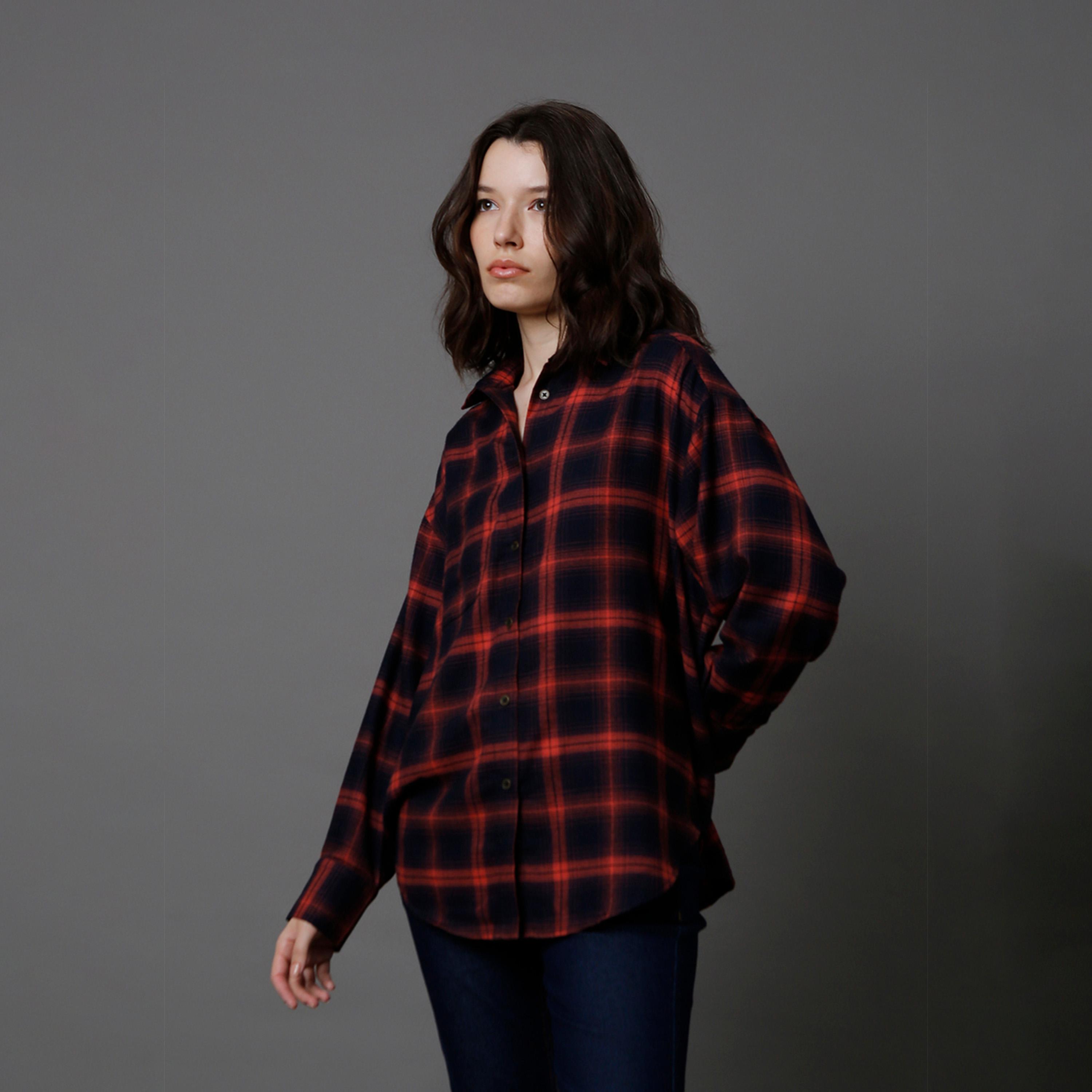 هاي ستار × ستايلي - قميص نسائي مربعات - 7-women-clothing-shirtsandblouses-shirts-image-5