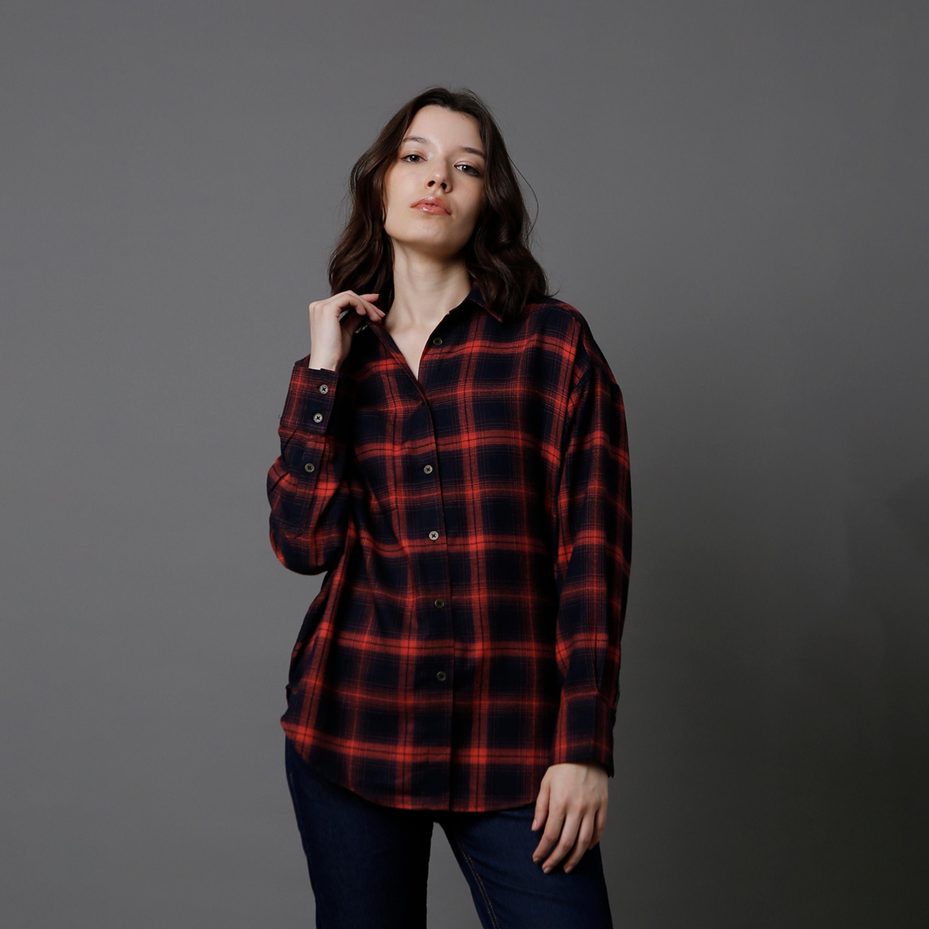 هاي ستار × ستايلي - قميص نسائي مربعات - 7-women-clothing-shirtsandblouses-shirts-image-1