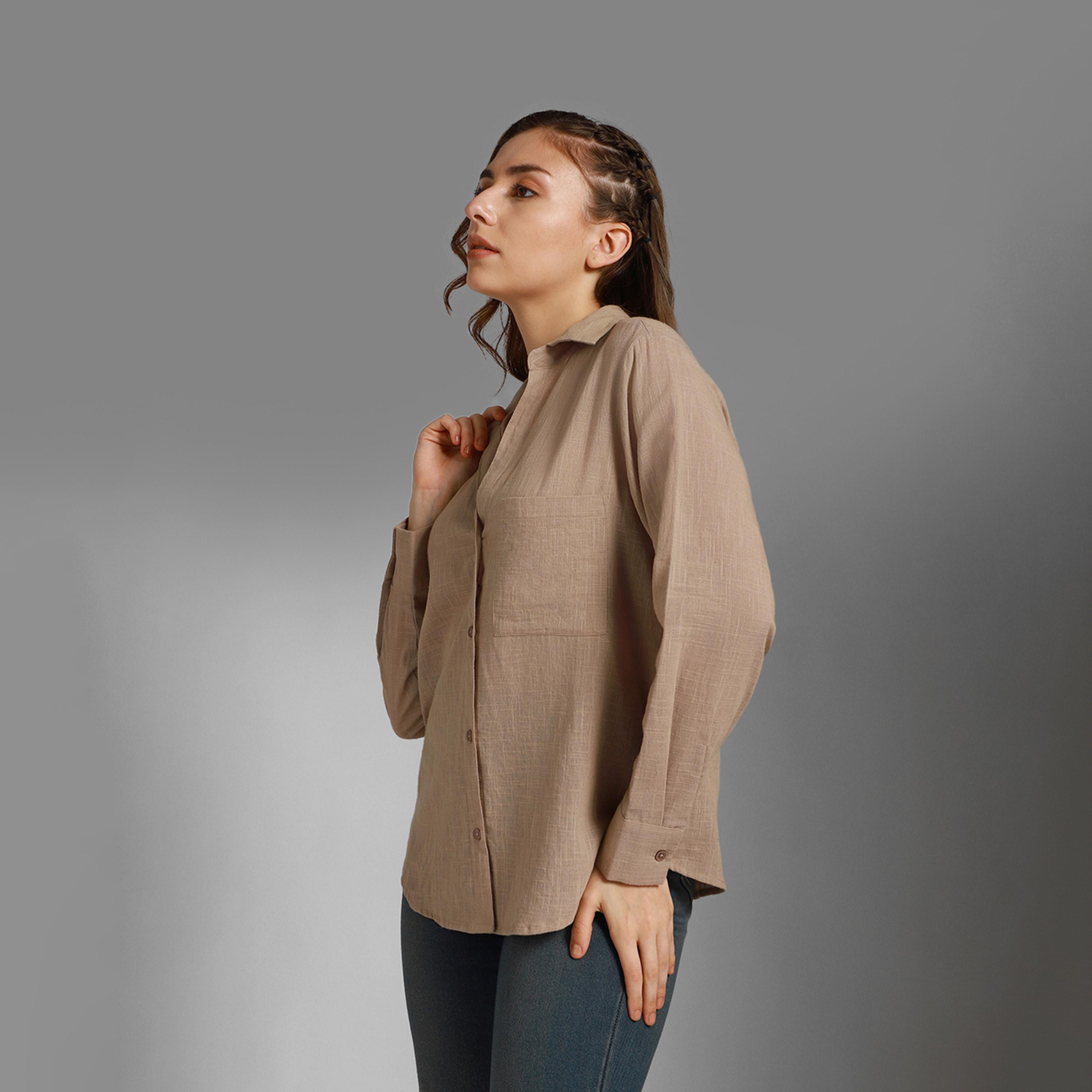 High Star X Styli Women Taupe Shirt-women-clothing-shirtsandblouses-shirts-image-1
