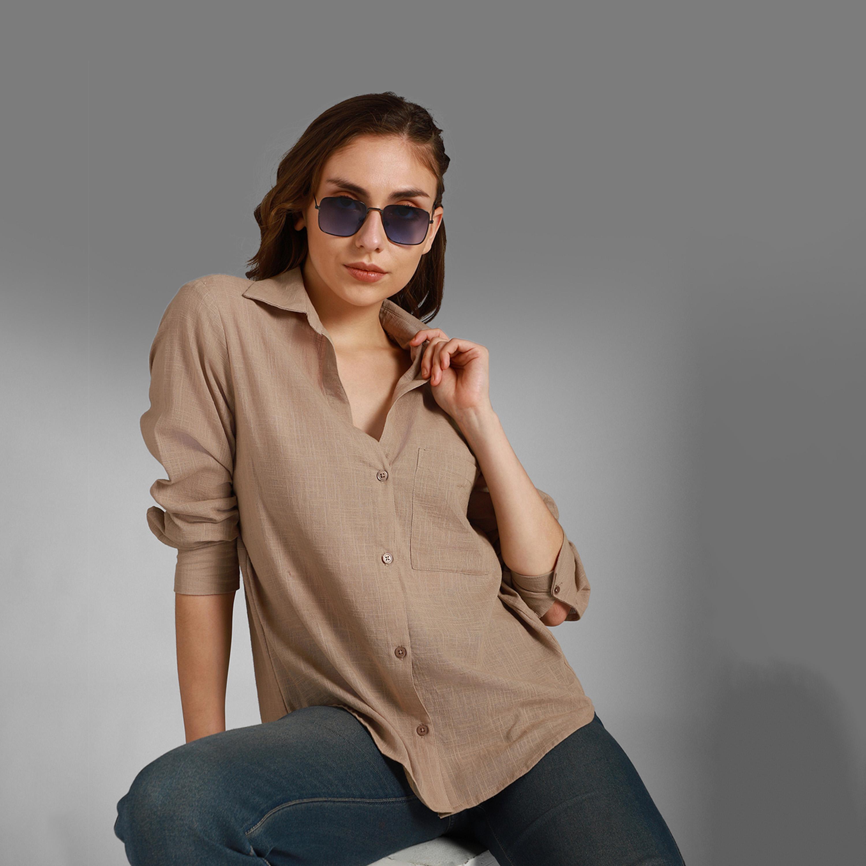 High Star X Styli Women Taupe Shirt-women-clothing-shirtsandblouses-shirts-image-5