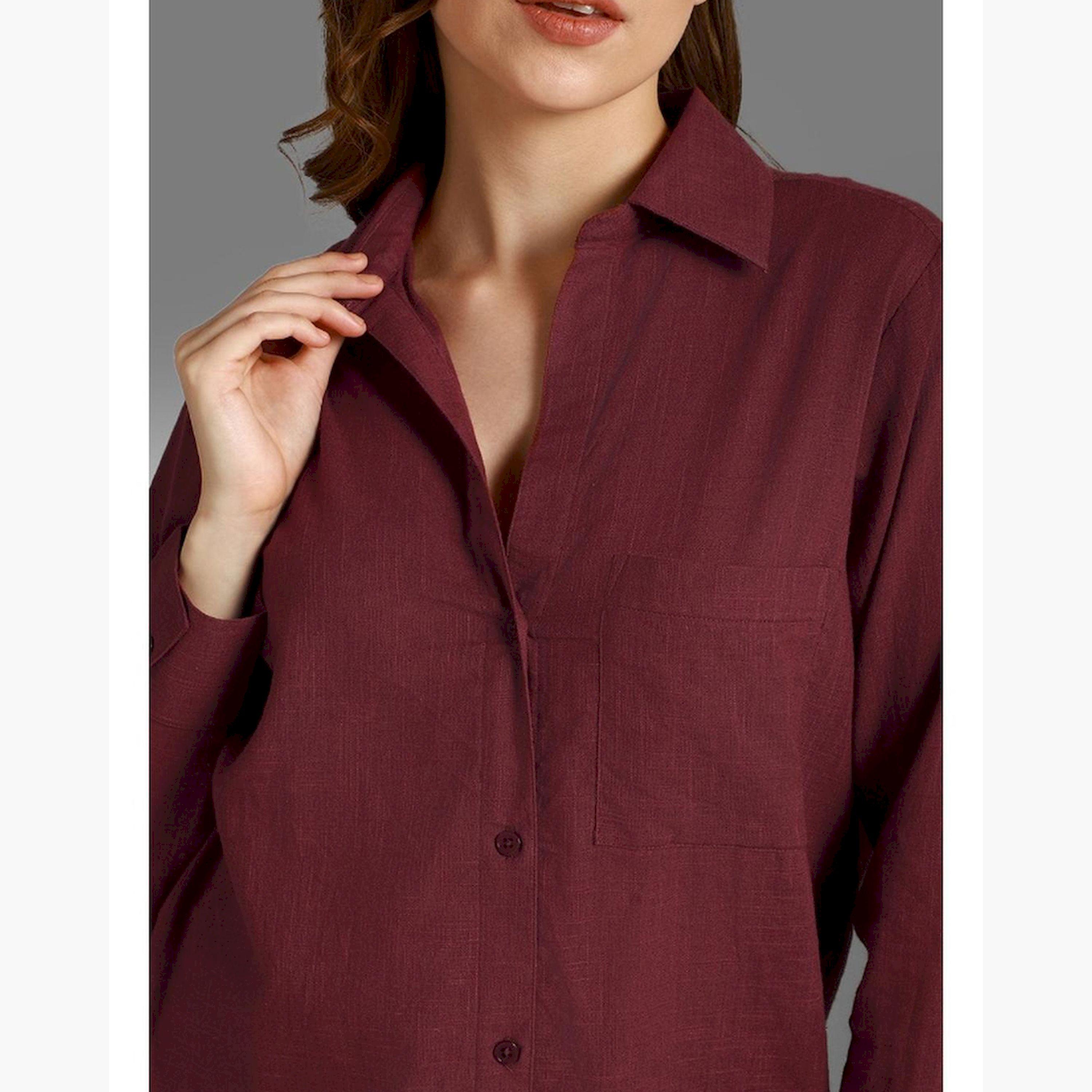 High Star X Styli Women Wine Shirt-women-clothing-shirtsandblouses-shirts-image-2