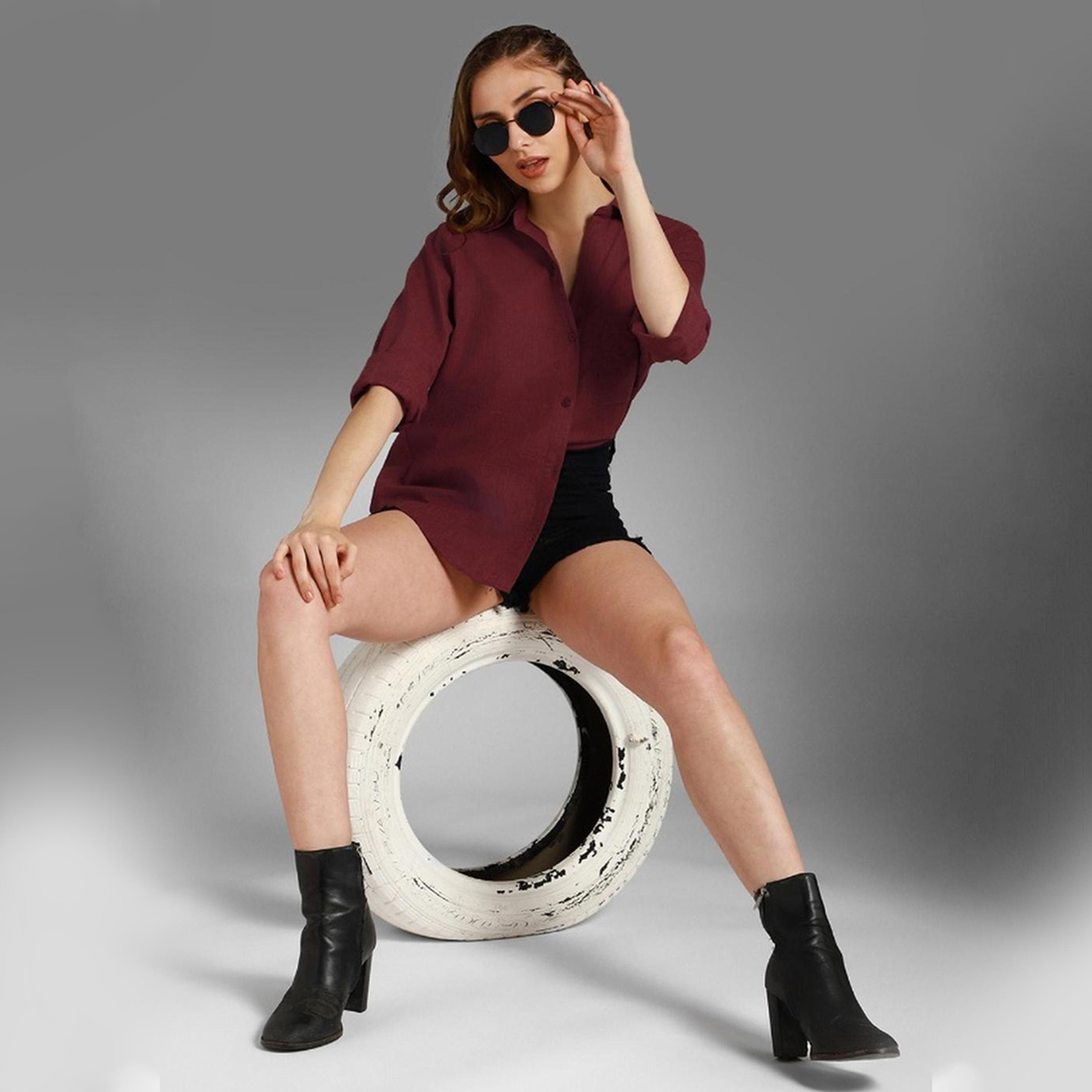 High Star X Styli Women Wine Shirt-women-clothing-shirtsandblouses-shirts-image-5