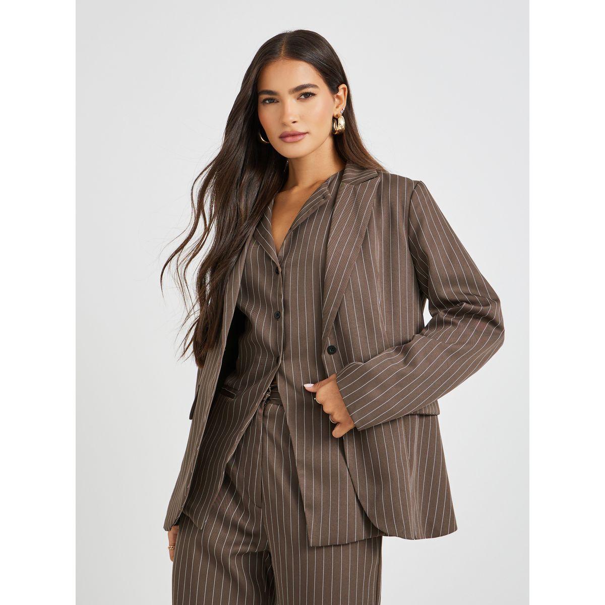 Styli Striped Regular Fit Regular Length Blazer-women-clothing-coatsandjackets-blazers-image-1