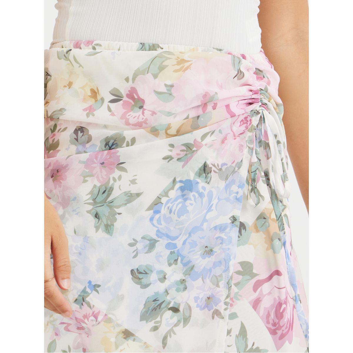 Styli Floral Print Side Ruched Asymmetric Hem Maxi Skirt-women-clothing-bottoms-skirts-image-3