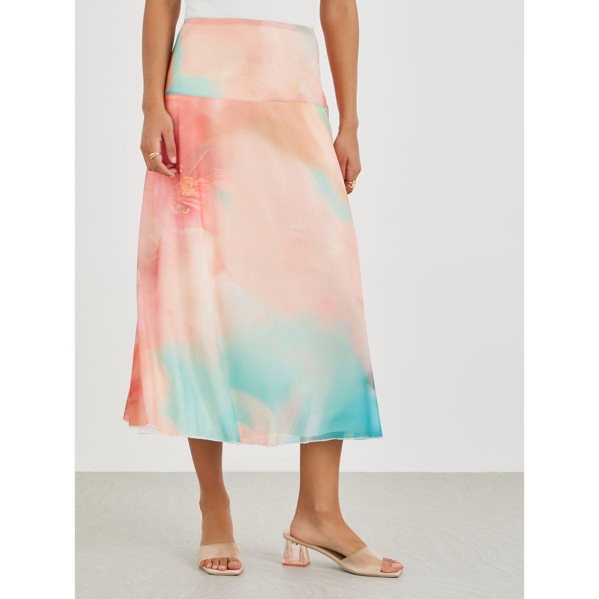 Styli All-Over Floral Print Mesh Midi Skirt-women-clothing-bottoms-skirts-image-2