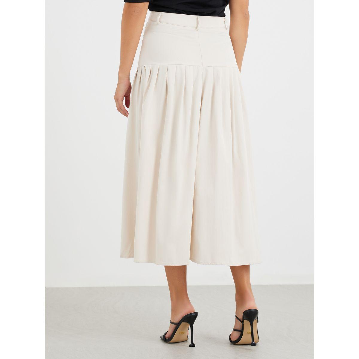 Styli Solid Pleated A-Line Midi Skirt-women-clothing-bottoms-skirts-image-4