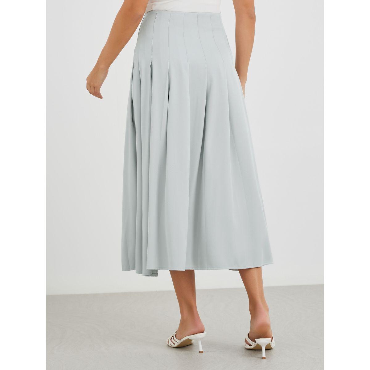 Styli Solid Pleated Mid Rise Midi Skirt-women-clothing-bottoms-skirts-image-4