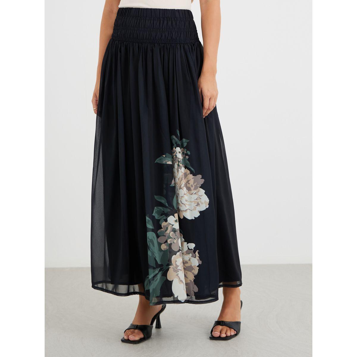 تنورة طويل بطبعة زهور وكسرات-women-clothing-bottoms-skirts-image-2