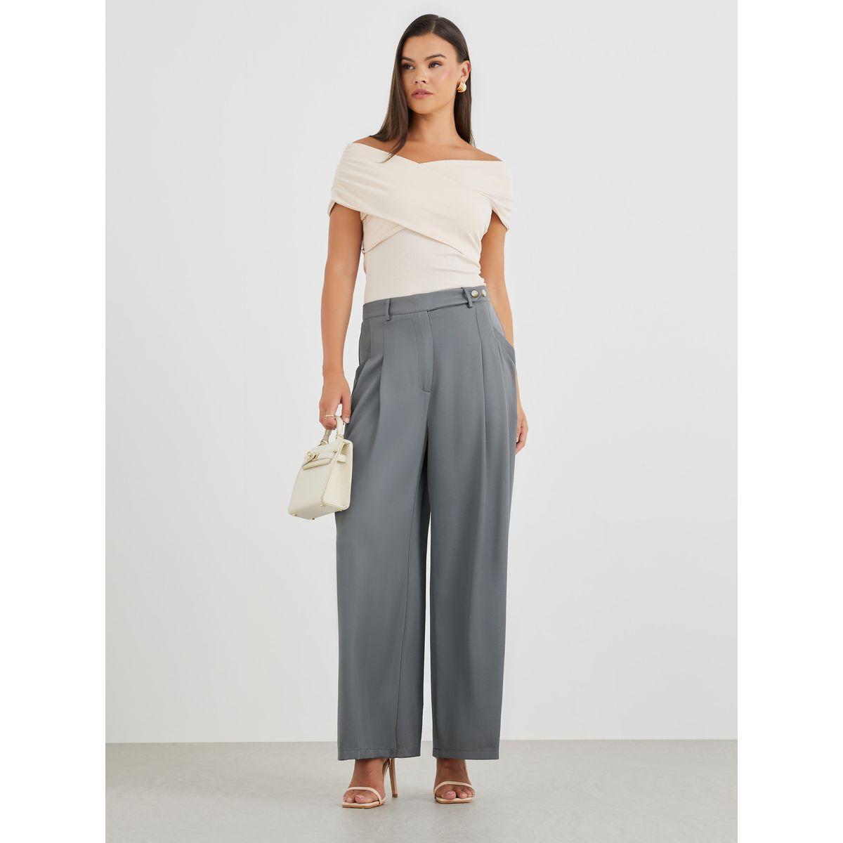 Styli Mid Rise Wide Leg Pleated Pants-women-clothing-bottoms-trousers-image-2