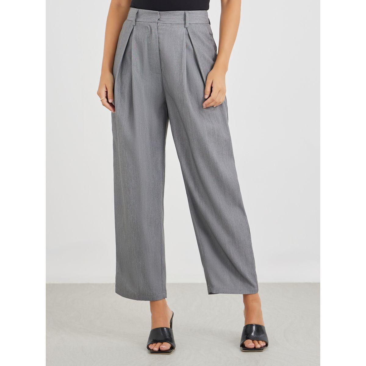 Styli Solid Pleated Wide Leg Pants-women-clothing-bottoms-trousers-image-2