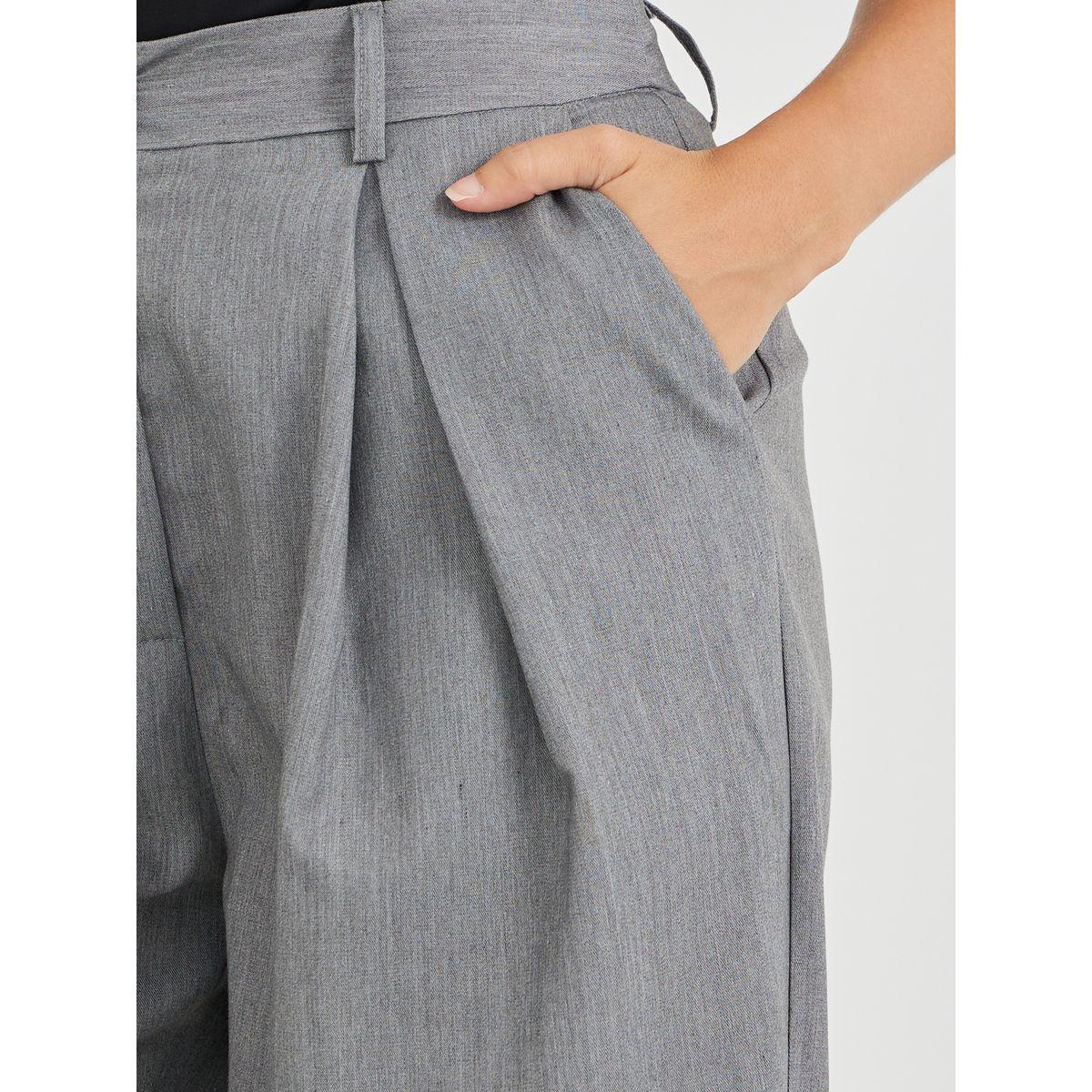 Styli Solid Pleated Wide Leg Pants-women-clothing-bottoms-trousers-image-3