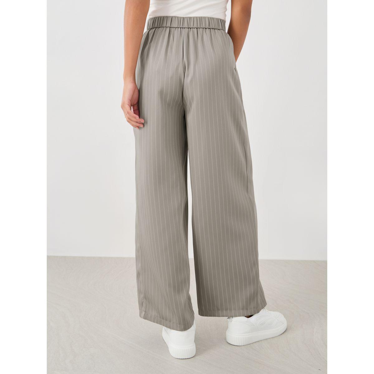 بنطال مخطط بكسرات مع أربطة-women-clothing-bottoms-trousers-image-4