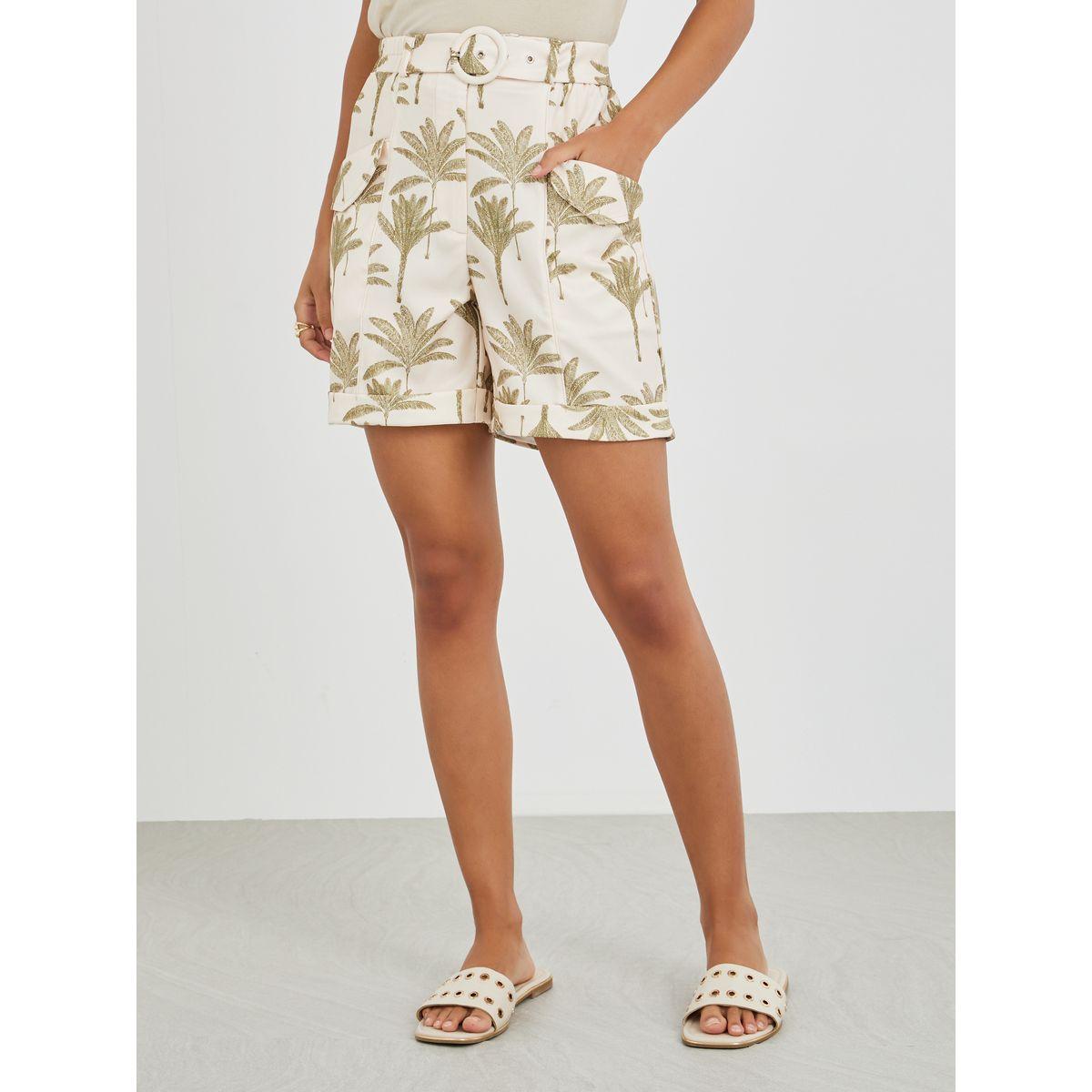 شورت بطبعة زهور وخصر متوسط مع جيوب-women-clothing-bottoms-shorts-image-2