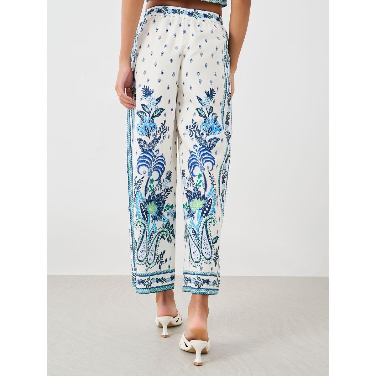 بنطال مطبع بأرجل واسعة مع أربطة-women-clothing-bottoms-trousers-image-4