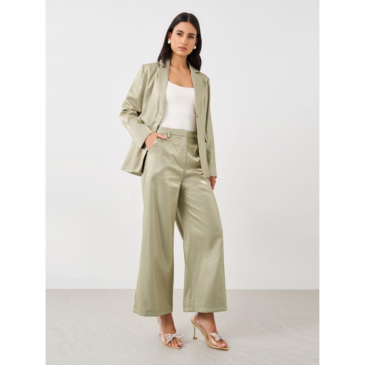 Styli Solid Flat Front Straight Leg Pants with Belt Loops-women-clothing-bottoms-trousers-image-1
