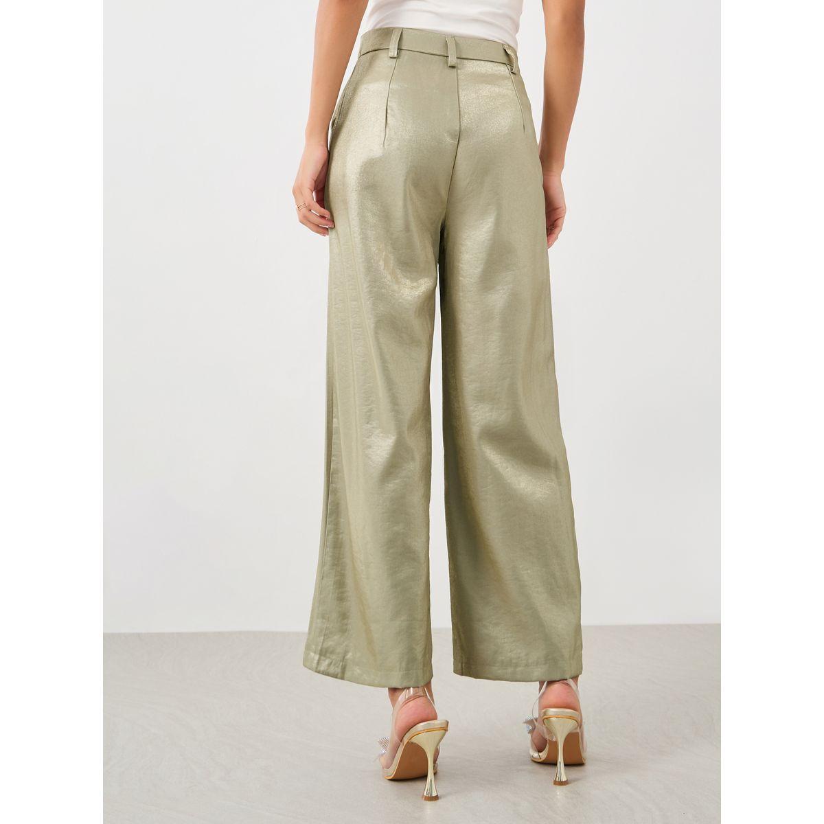 Styli Solid Flat Front Straight Leg Pants with Belt Loops-women-clothing-bottoms-trousers-image-4