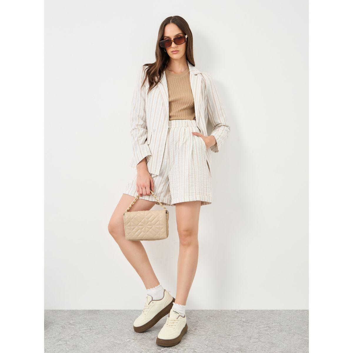 Styli Striped Shorts with Side Pocket-women-clothing-bottoms-shorts-image-1