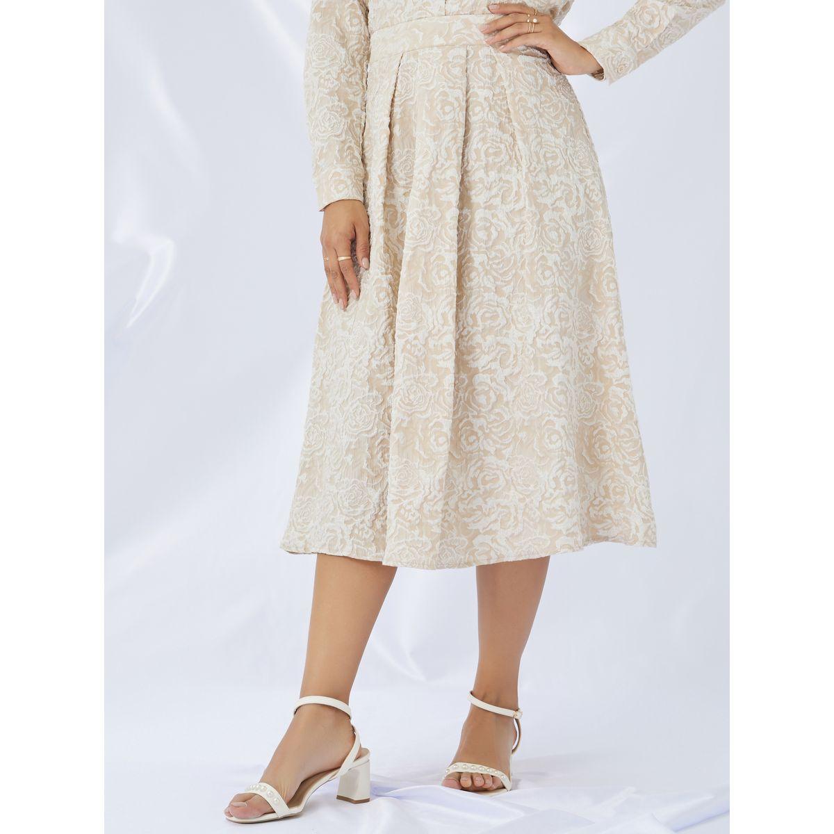 Styli Jaquard Box Pleated A-Line Midi Skirt-women-clothing-bottoms-skirts-image-2