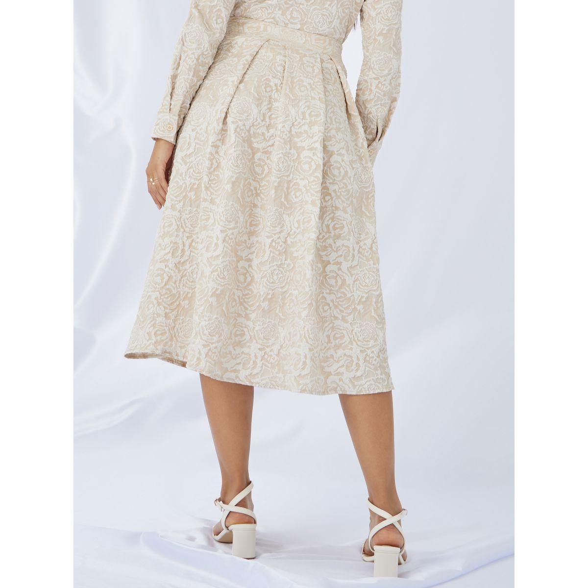 Styli Jaquard Box Pleated A-Line Midi Skirt-women-clothing-bottoms-skirts-image-4