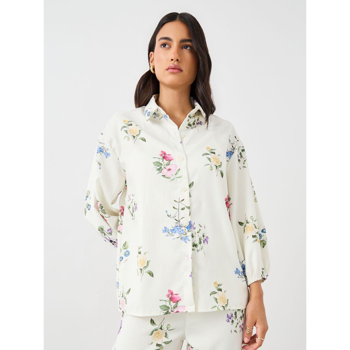 Styli Floral Print Balloon Sleeves Buttoned Shirts-women-clothing-shirtsandblouses-shirts-image-3
