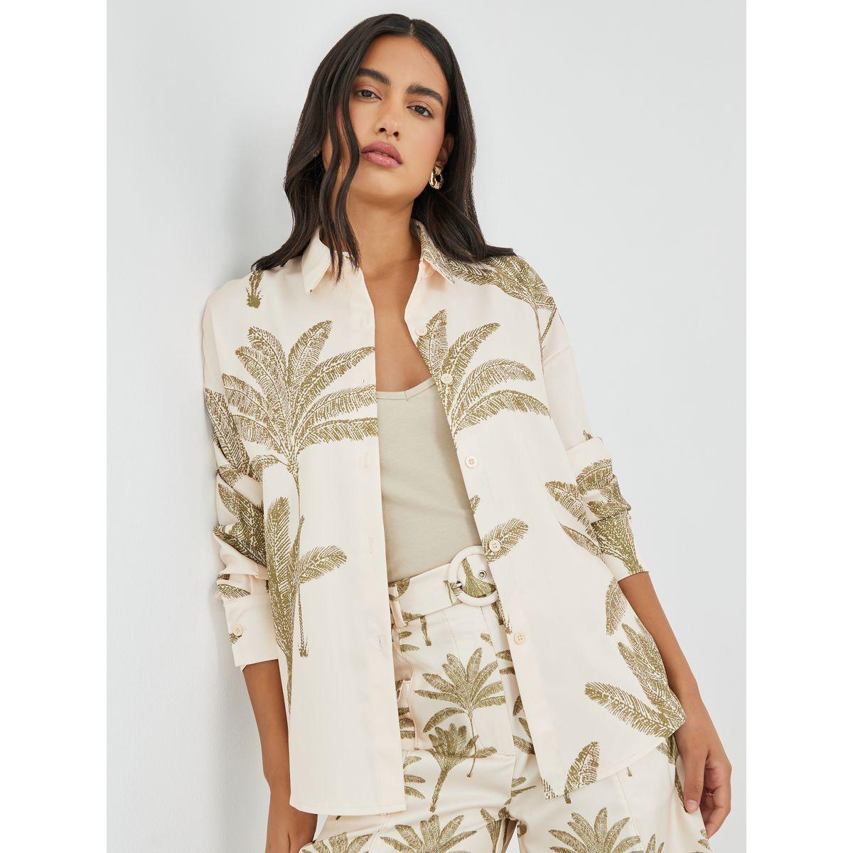 Styli Tropical Print Spread Collar Shirt-women-clothing-shirtsandblouses-shirts-image-1