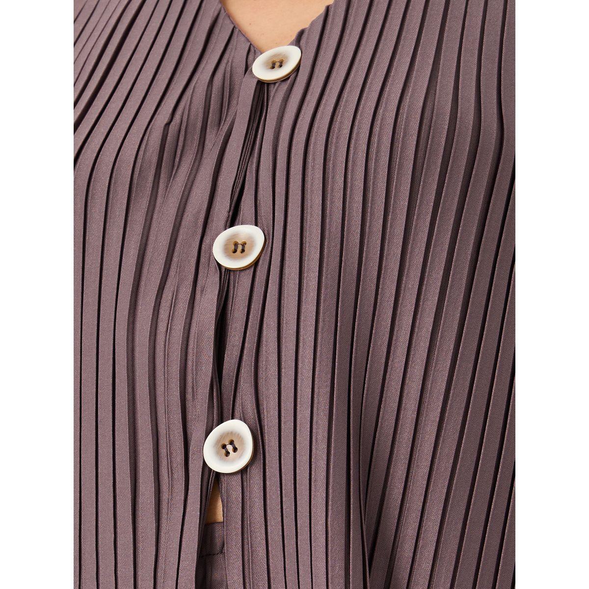 Styli Pleated V-Neck Buttoned Waistcoat-women-clothing-coatsandjackets-waistcoats-image-3