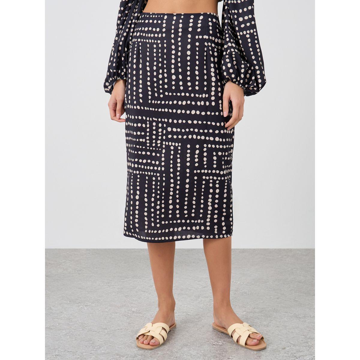 تنورة بطول الركبة مطبعة بالكامل مع حافة مستقيمة-women-clothing-bottoms-skirts-image-2