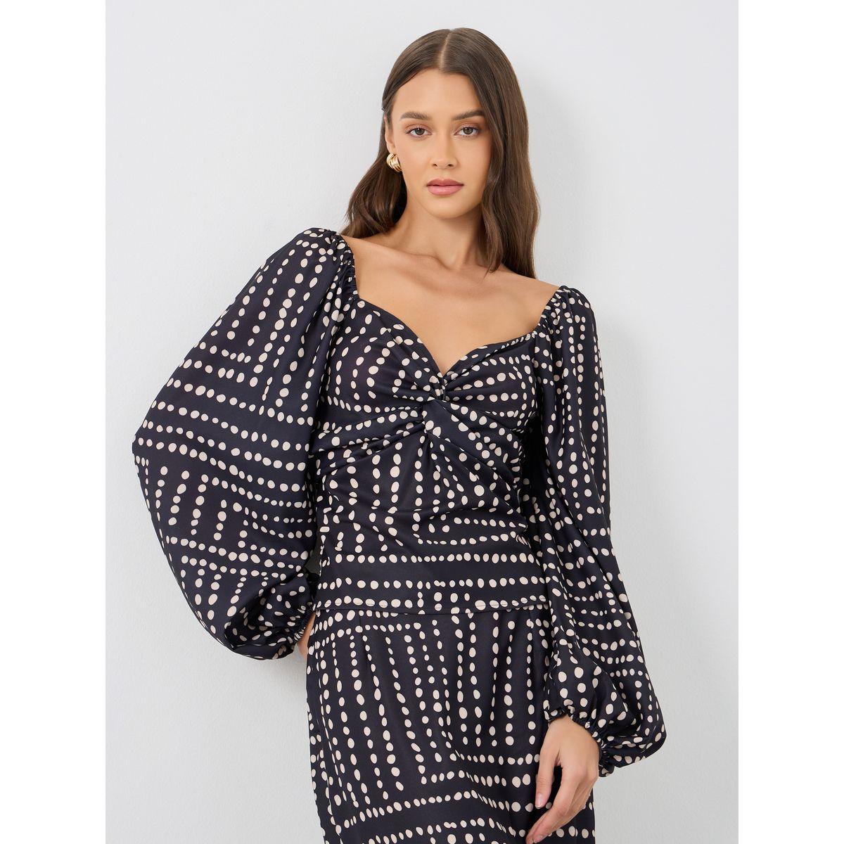 Styli Printed Balloon Sleeve V-Neck Top-women-clothing-shirtsandblouses-blouses-image-1
