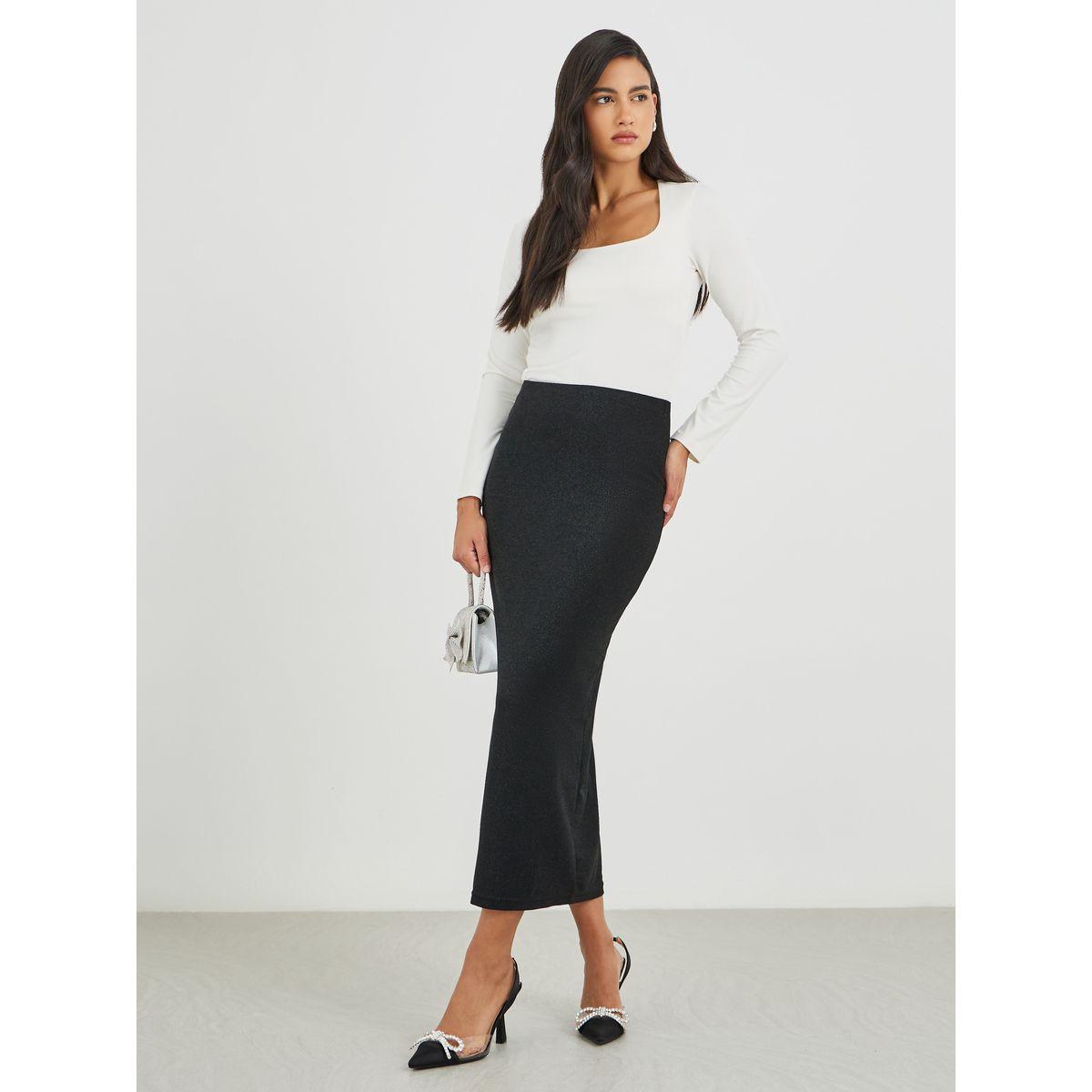 تنورة طويلة بديكون بتفاصيل محبوكة-women-clothing-bottoms-skirts-image-1