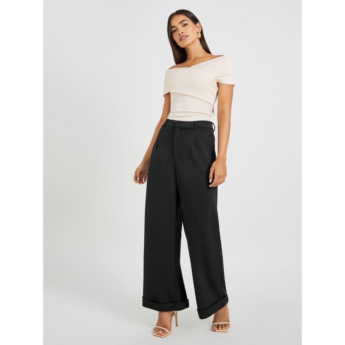 بنطال سادة محبوك بأرجل واسعة-women-clothing-bottoms-trousers-image-1