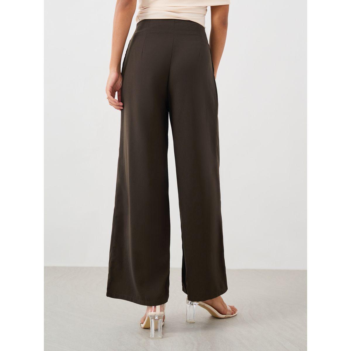 Styli Solid High Rise Pleated Wide Leg Pants-women-clothing-bottoms-trousers-image-4