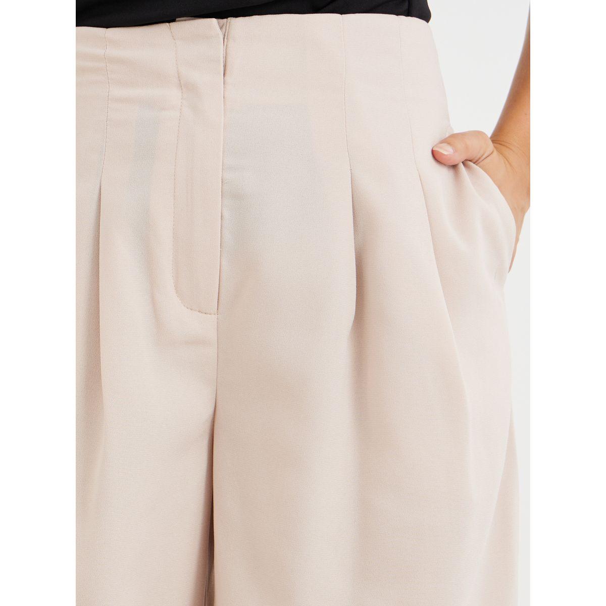 Styli Solid High Rise Pleated Wide Leg Pants-women-clothing-bottoms-trousers-image-3