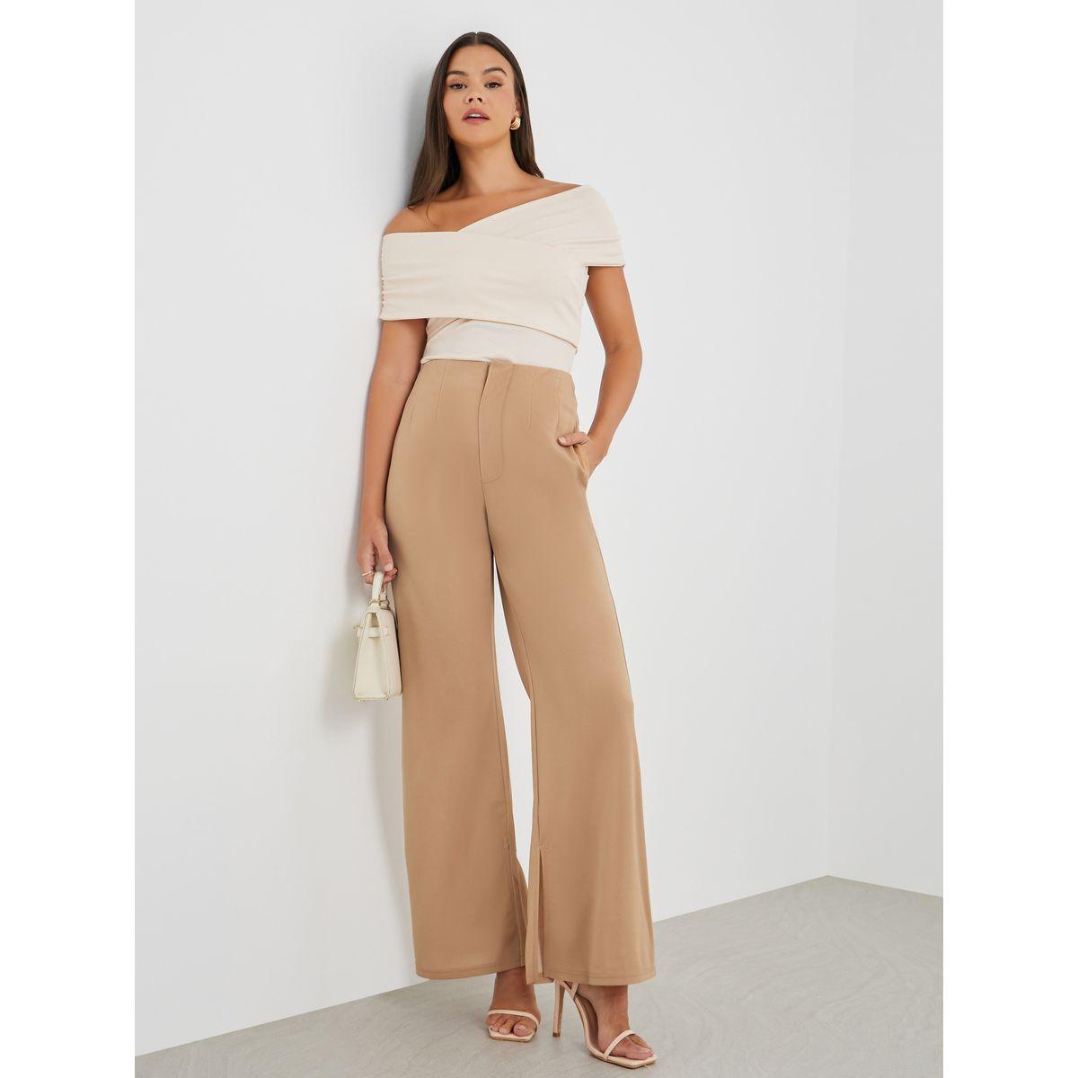Styli Solid Mid Rise Flare Fit Pants-women-clothing-bottoms-trousers-image-1