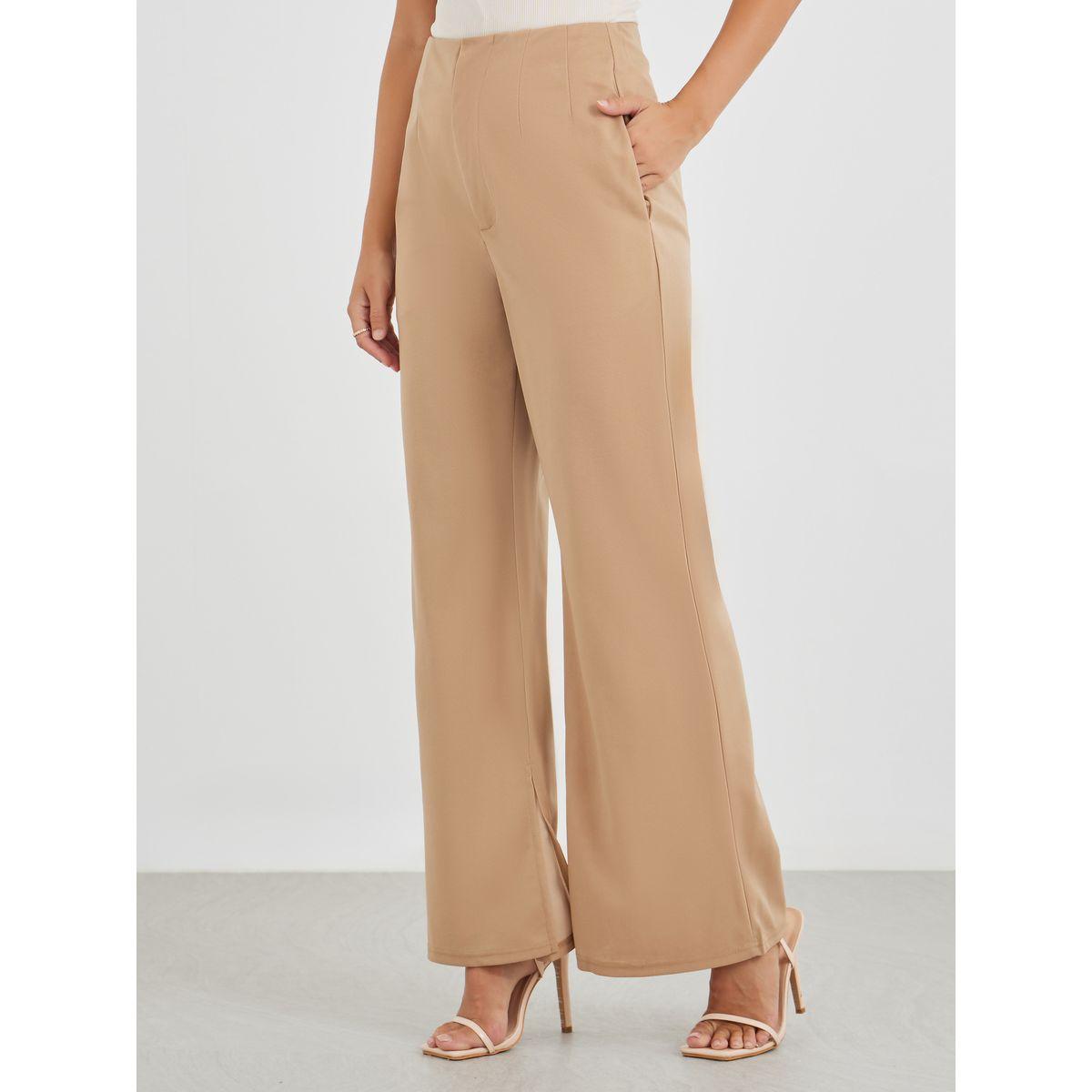 Styli Solid Mid Rise Flare Fit Pants-women-clothing-bottoms-trousers-image-2