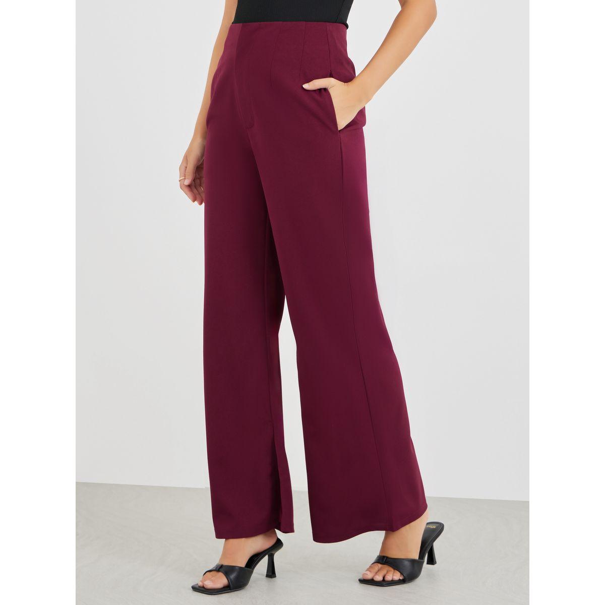 Styli Solid Mid Rise Flare Fit Pants-women-clothing-bottoms-trousers-image-2