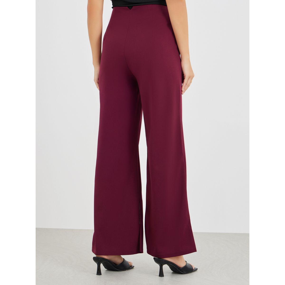 Styli Solid Mid Rise Flare Fit Pants-women-clothing-bottoms-trousers-image-4