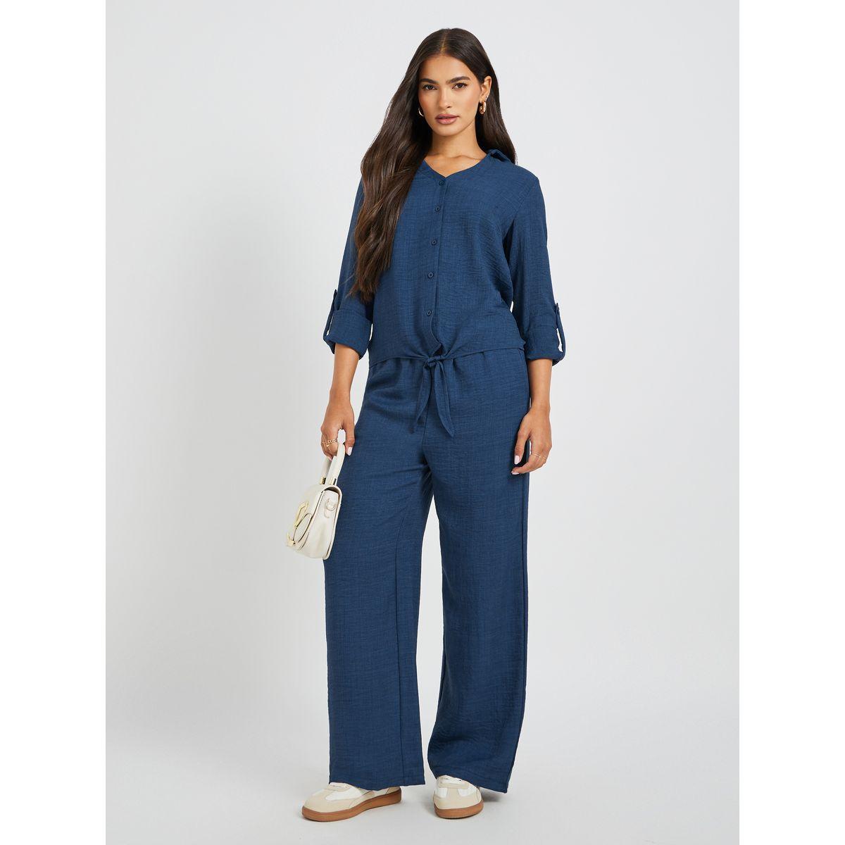 Styli Solid V-Neck Buttoned Regular Fit Shirt-women-clothing-shirtsandblouses-shirts-image-3