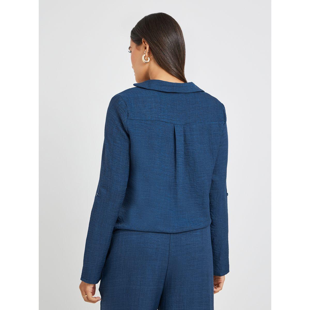 Styli Solid V-Neck Buttoned Regular Fit Shirt-women-clothing-shirtsandblouses-shirts-image-5