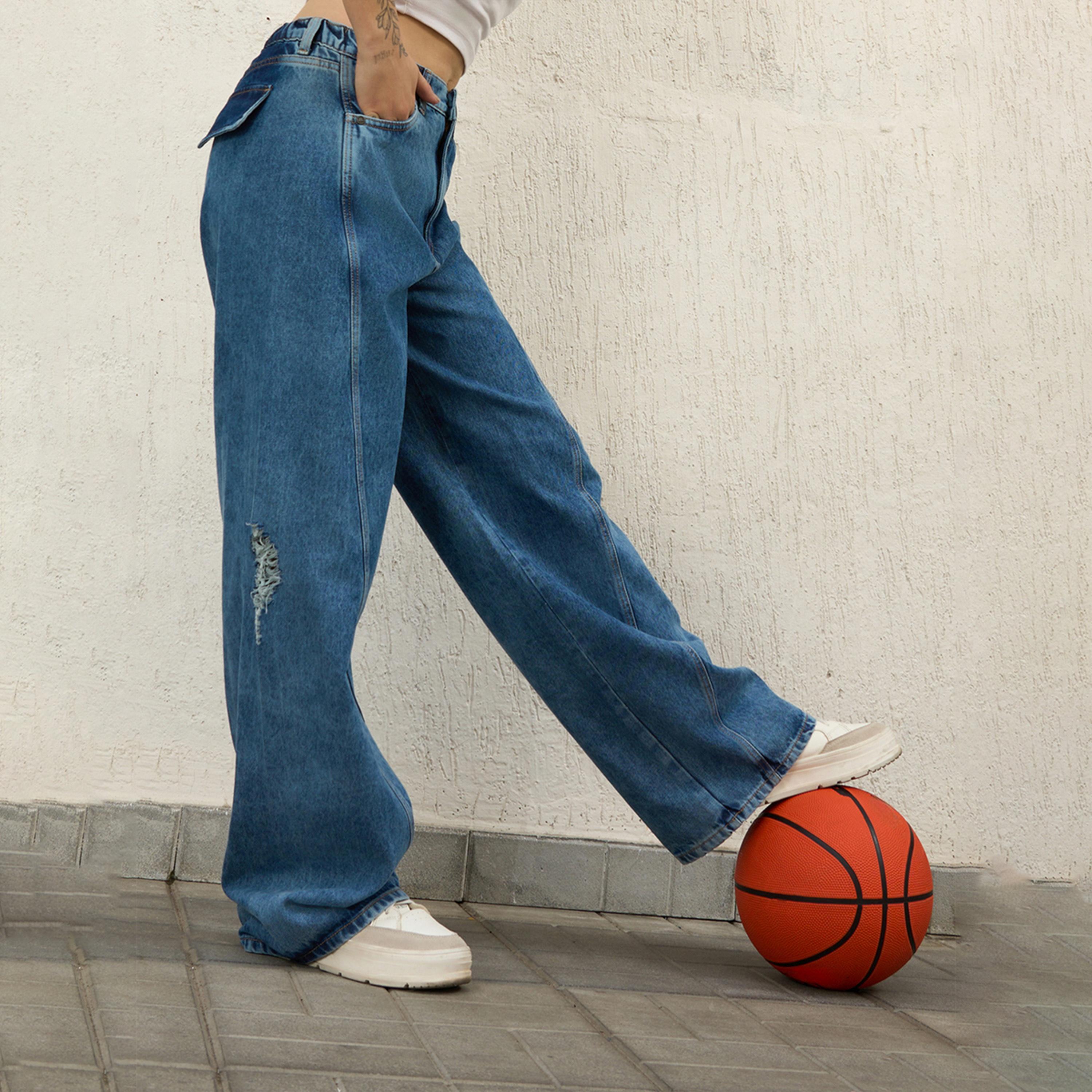 هابر هولم × ستايلي - بنطال جينز نسائي - نيلي-women-clothing-bottoms-jeans-image-1