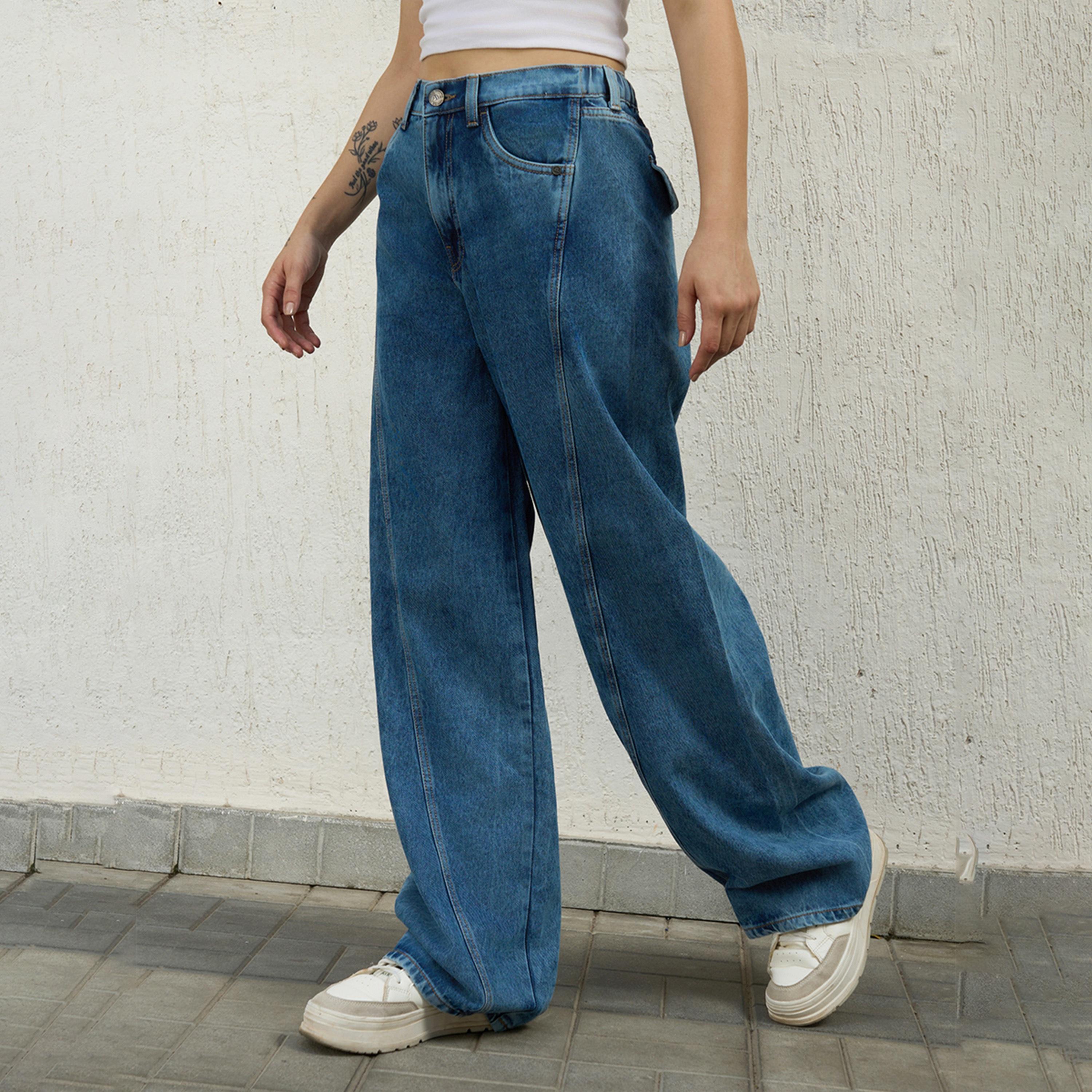 هابر هولم × ستايلي - بنطال جينز نسائي - نيلي-women-clothing-bottoms-jeans-image-2