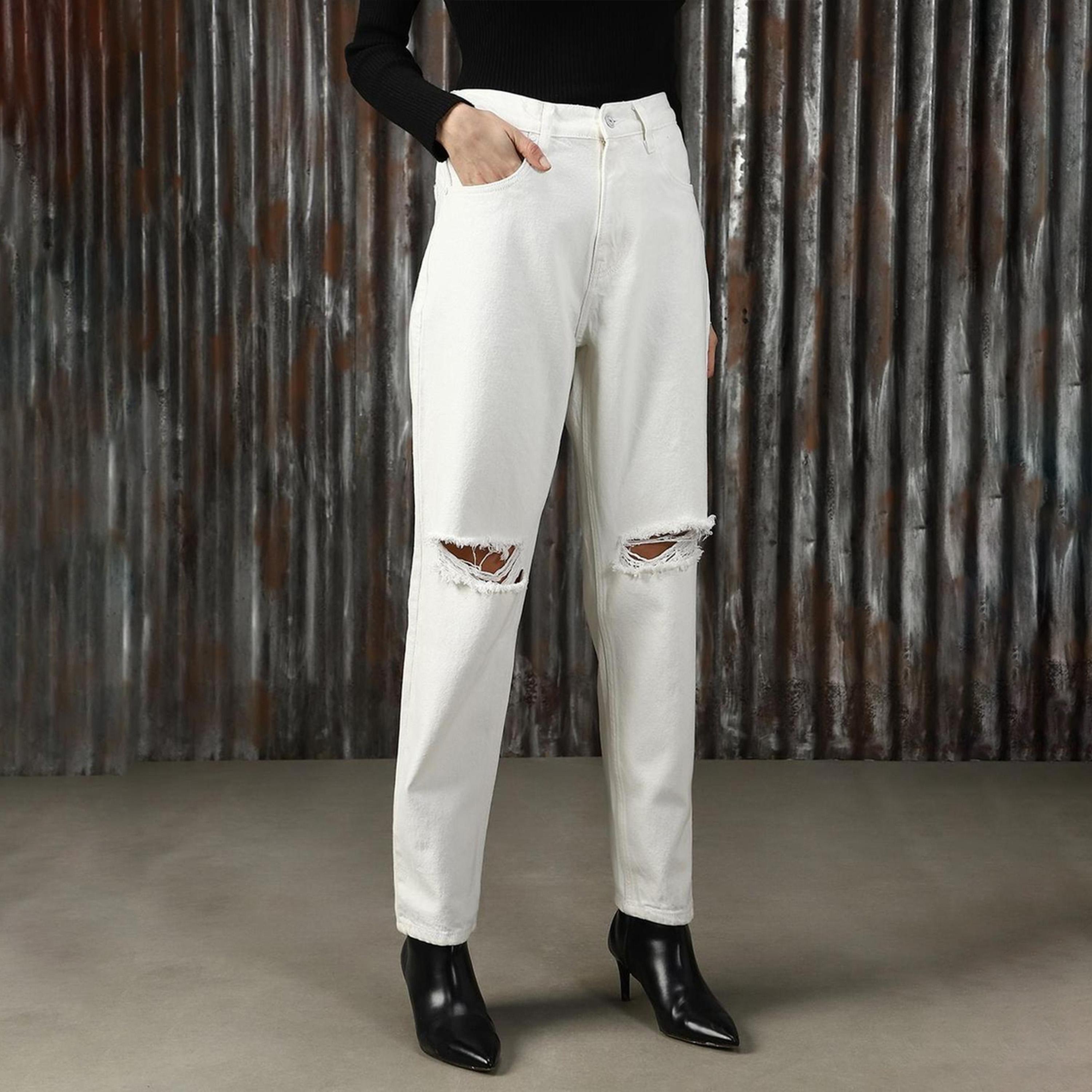 هاي ستار × ستايلي - بنطال جينز للنساء - أبيض-women-clothing-bottoms-jeans-image-1