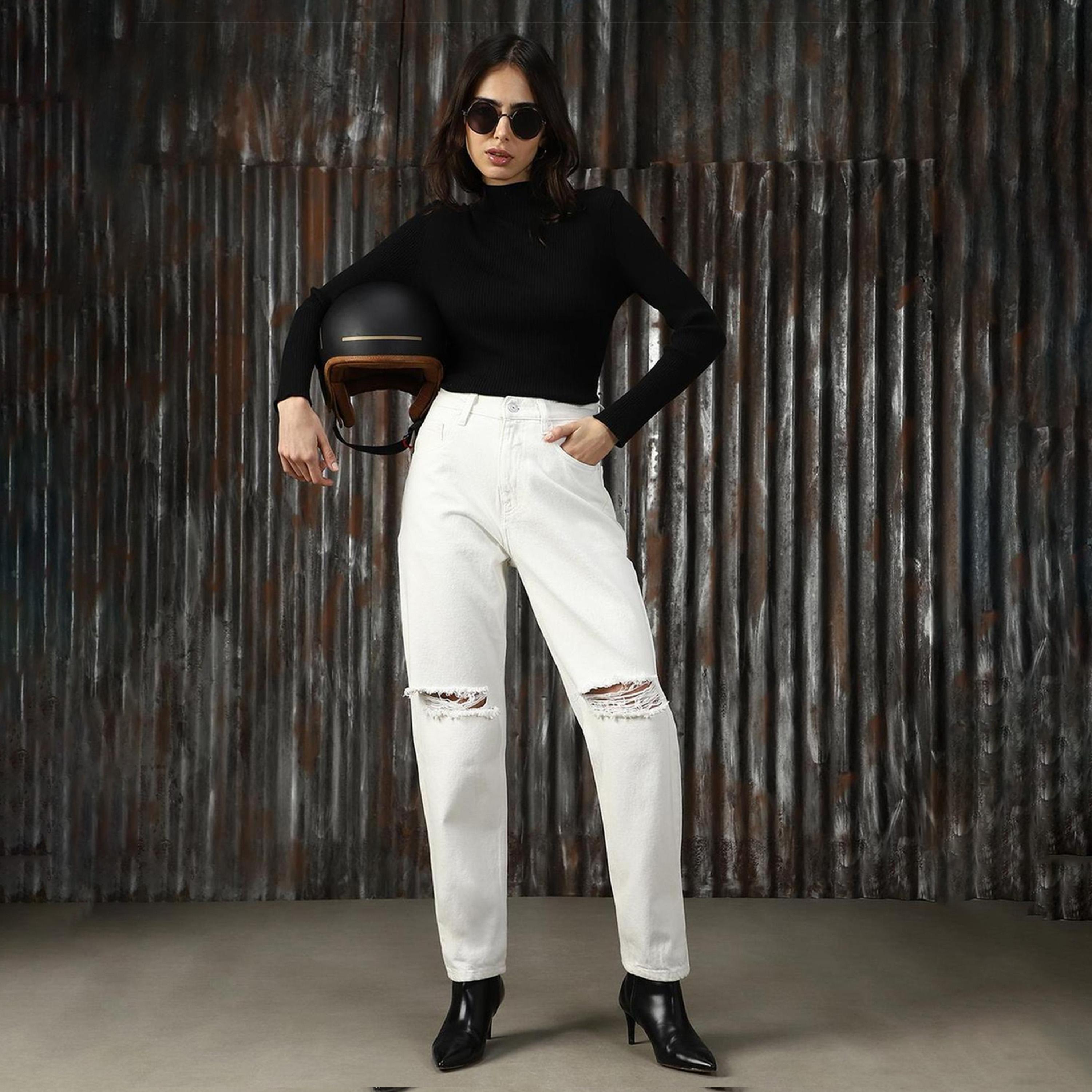 هاي ستار × ستايلي - بنطال جينز للنساء - أبيض-women-clothing-bottoms-jeans-image-2