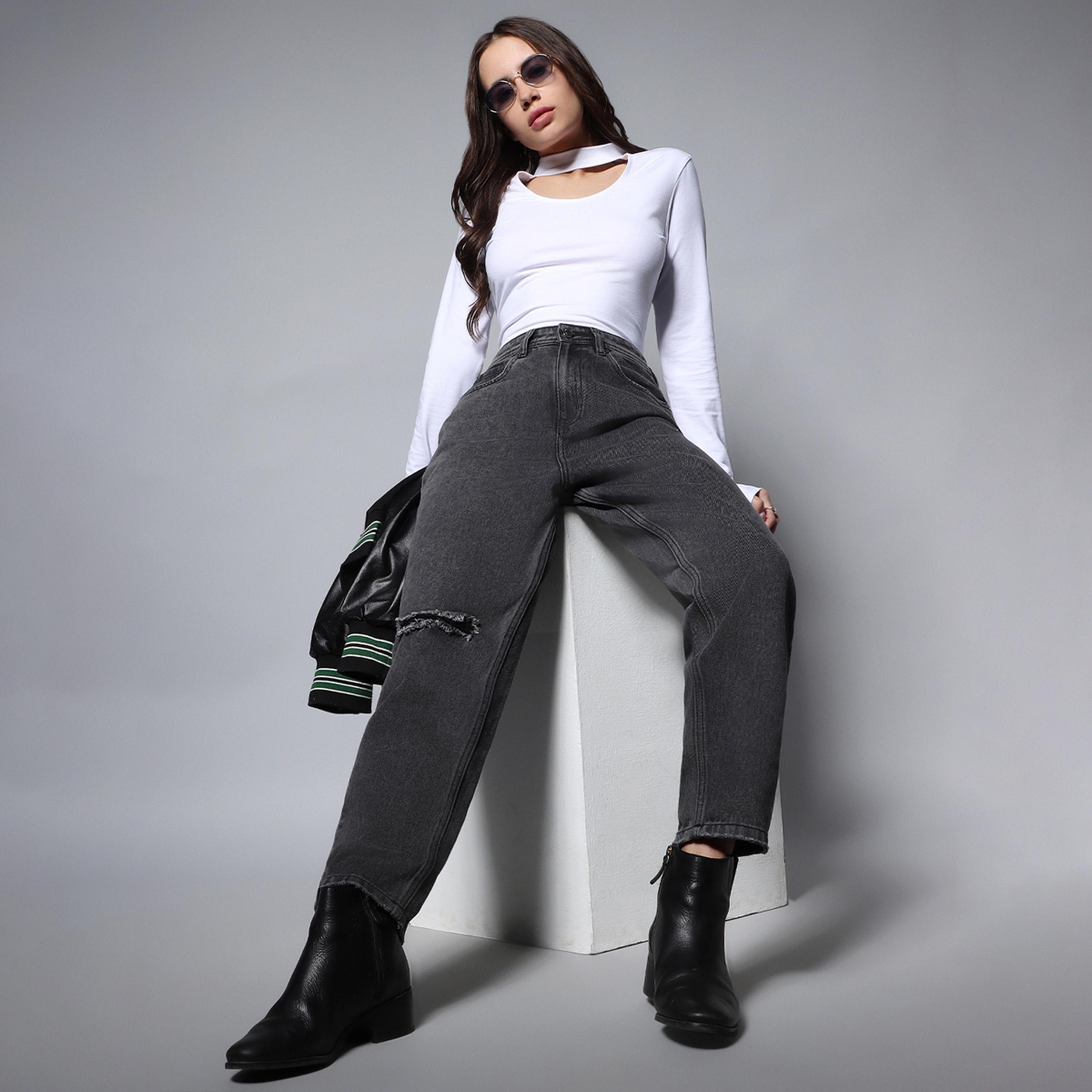 هاي ستار × ستايلي-  بنطال جينز للنساء أسود-women-clothing-bottoms-jeans-image-1